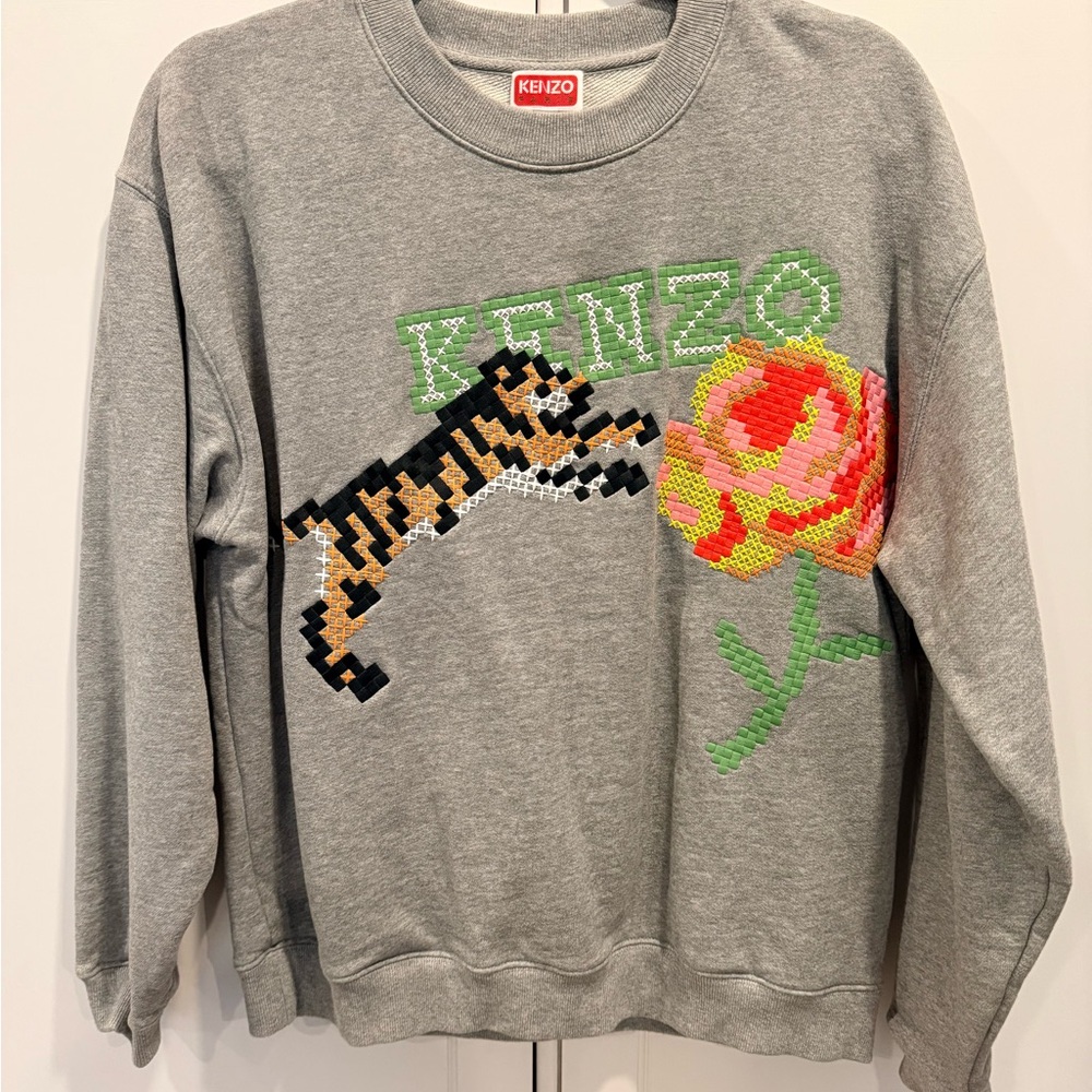 Kenzo Embroidered Gray Sweatshirt